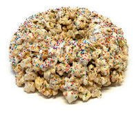 Birthday Cake Popcorn Cake with Chocolate Drizzle