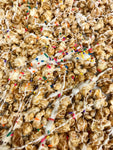 birthday cake popcorn with chocolate