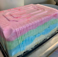 Personalized Rainbow Cotton Candy Cake Quarter Sheet Cake Size